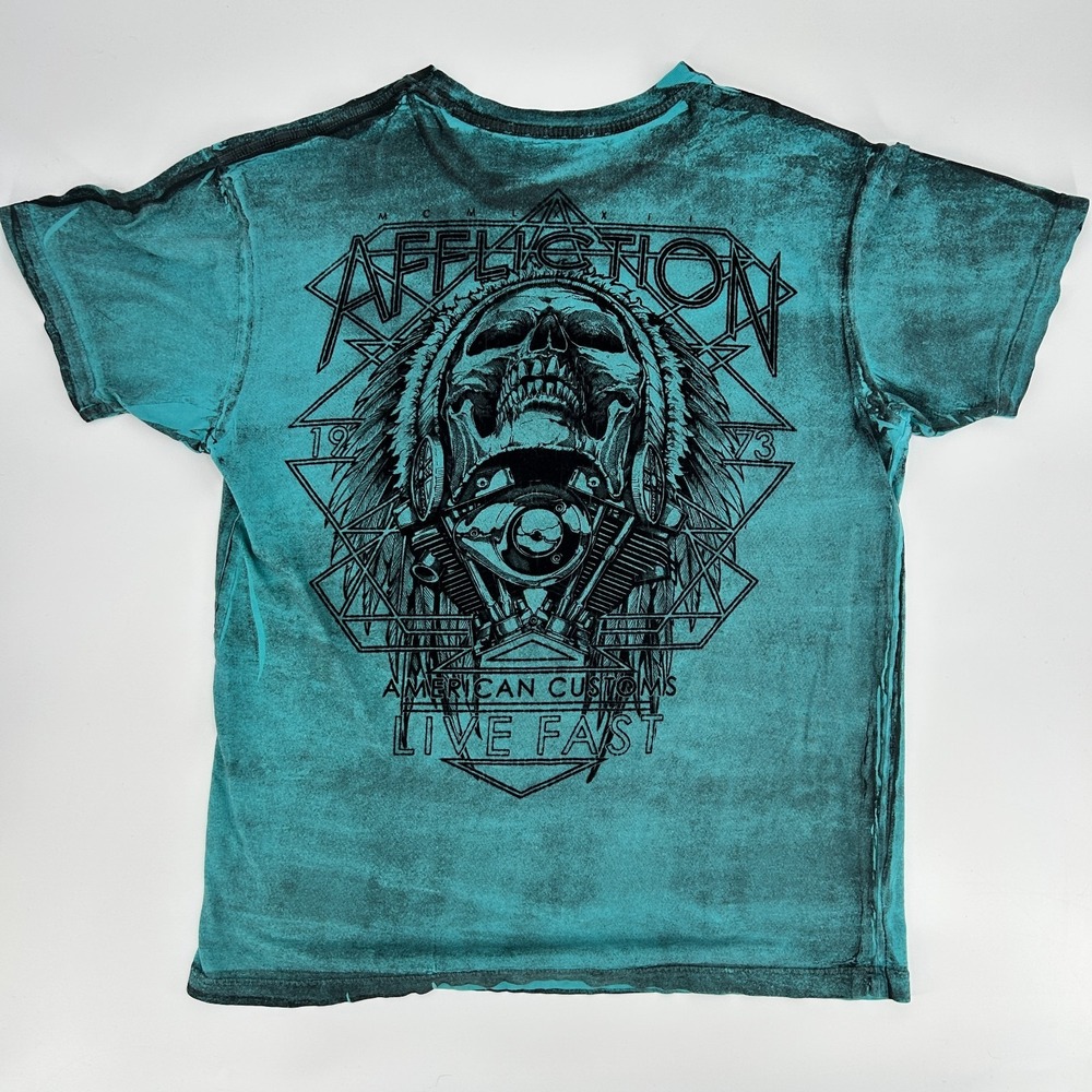 Affliction Velvet Burnout Indian Chief T-Shirt Mens XL Alternative Edgy Biker - Picture 4 of 9